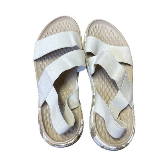 Crocs Sandals Light Ride Printed Camo Stretch Straps Womens 9 White Tan 207285 - Picture 5 of 12